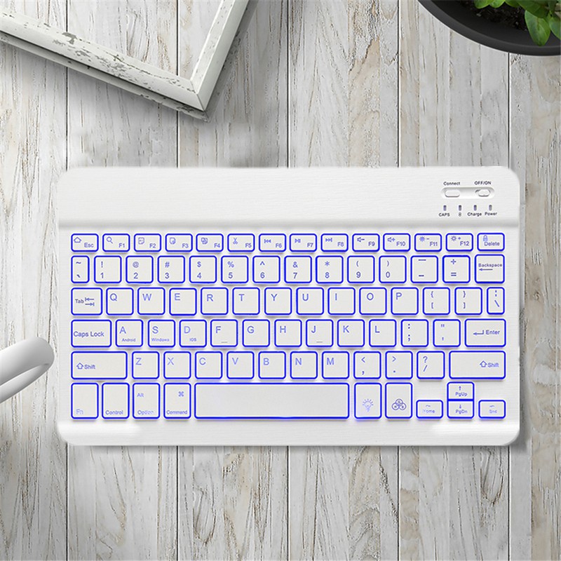 Ultra Bàn Phím Bluetooth Không Dây Siêu Mỏng 7 Màu Có Thể Sạc Lại Cho iPad Tablet Laptop Phone