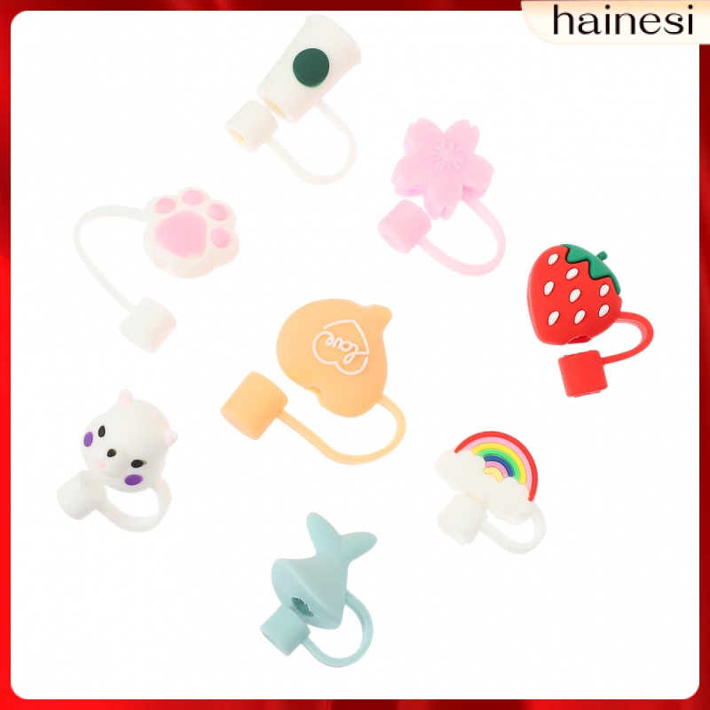 Set 8 Nắp Đậy Ống Hút Bằng Silicone Cao Su Mềm Cho Bé