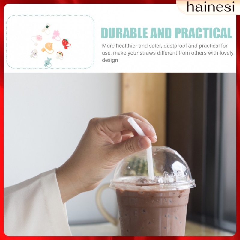 Set 8 Nắp Đậy Ống Hút Bằng Silicone Cao Su Mềm Cho Bé