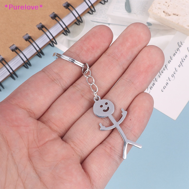 Móc Khóa Hình Người Nhỏ Bằng Thép Không Gỉ Mới