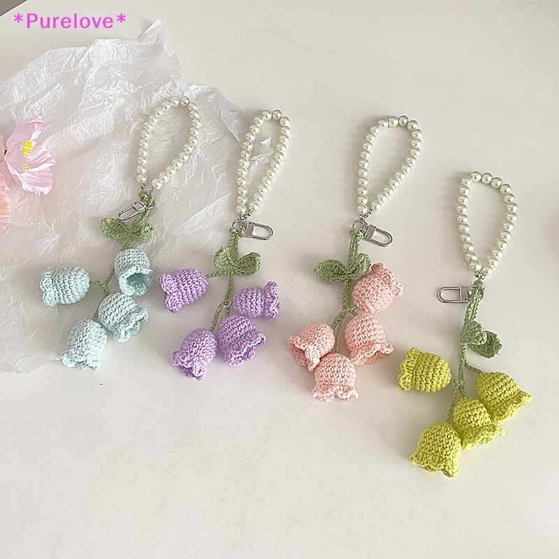1 Móc Khóa Đan Len Hình Hoa Lá Xinh Xắn Mới