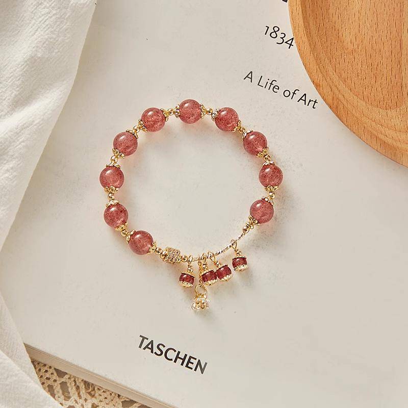Lắt tay thạch anh dâu tây Thạch anh tình yêu vòng tay nữ vòng tay phong thuỷ Vòng Tay Pha Lê vòng đá phong thuỷ vòng tay chuỗi hạt vòng tay may mắnvòng tay đôi bạn thân