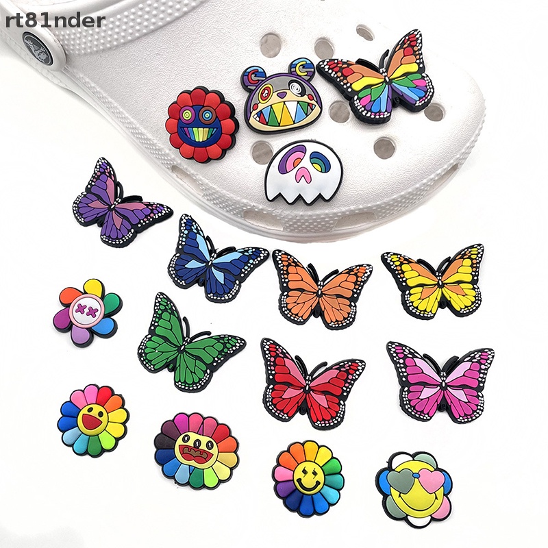 Rt Set 3 Phụ Kiện Trang Trí Giày Dép DIY Hình Bướm / Hoa Hướng Dương / Croc Có Thể Tháo Rời