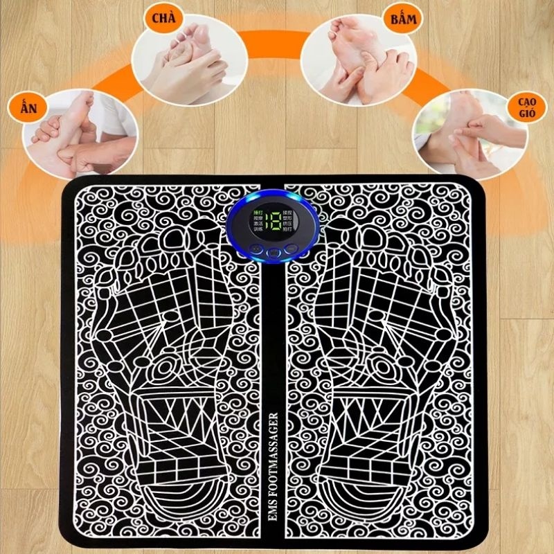 Thảm Massage Chân Xung Điện Máy mát xa chân EMS 8 chế độ, Thảm điện mát xa bàn chân thư giãn cơ bắp