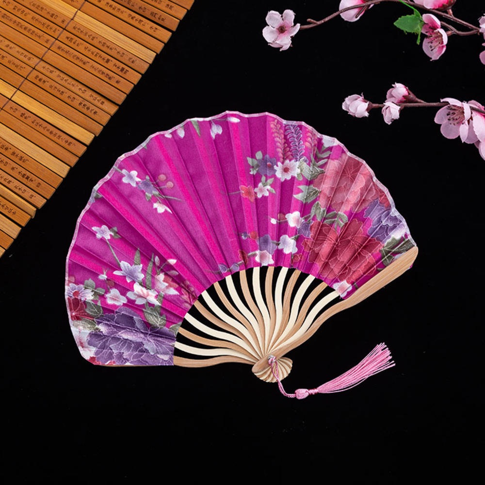 Quạt Xếp Cầm Tay Bằng Tre Và Lụa Phong Cách Trung Hoa