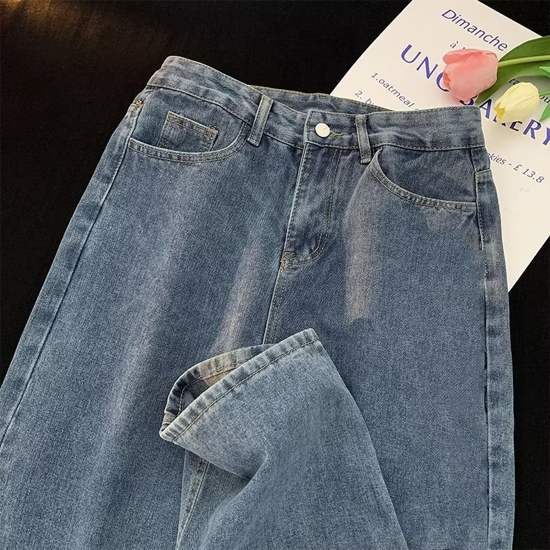 Quần Jean Ống Rộng Lưng Cao Thời Trang Mùa Hè Hàn Quốc Mới 2023