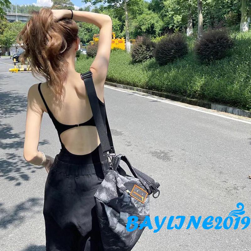 Áo Liền Quần Hai Dây Màu Trơn Hở Lưng Gợi Cảm Cho Nữ