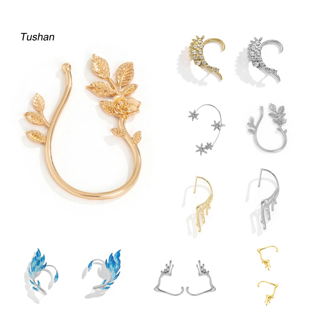 Khuyên Vành Tai Hình Đuôi Cá 3D Đính Đá Thời Trang Cho Nữ