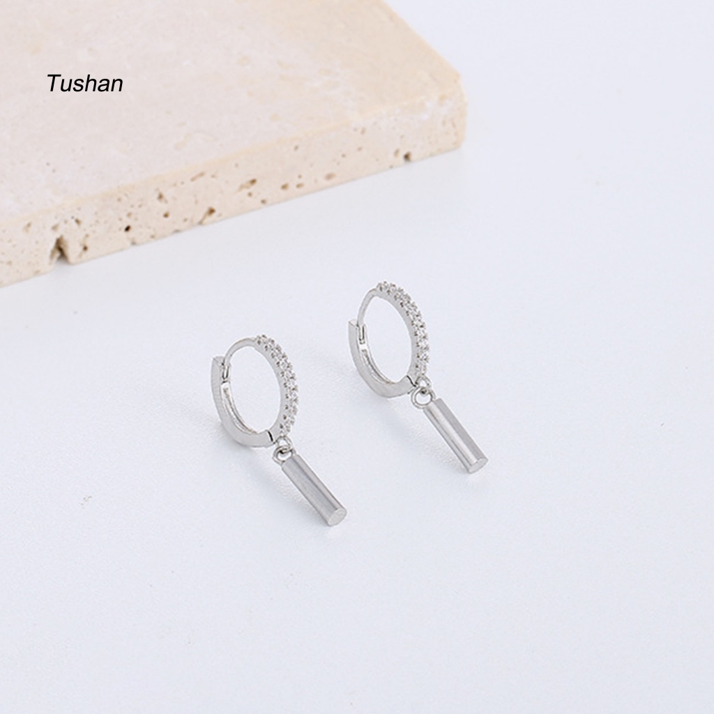 [Ts] 1 Khuyên Tai Lủng Lẳng Hình Dải Đá Zirconia Phong Cách Hàn Quốc Cho Tiệc Cưới
