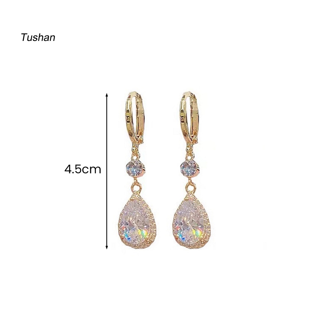 1 Đôi Bông Tai Hình Giọt Nước Đính Đá Không Gây Dị Ứng Thời Trang Dành Cho Nữ