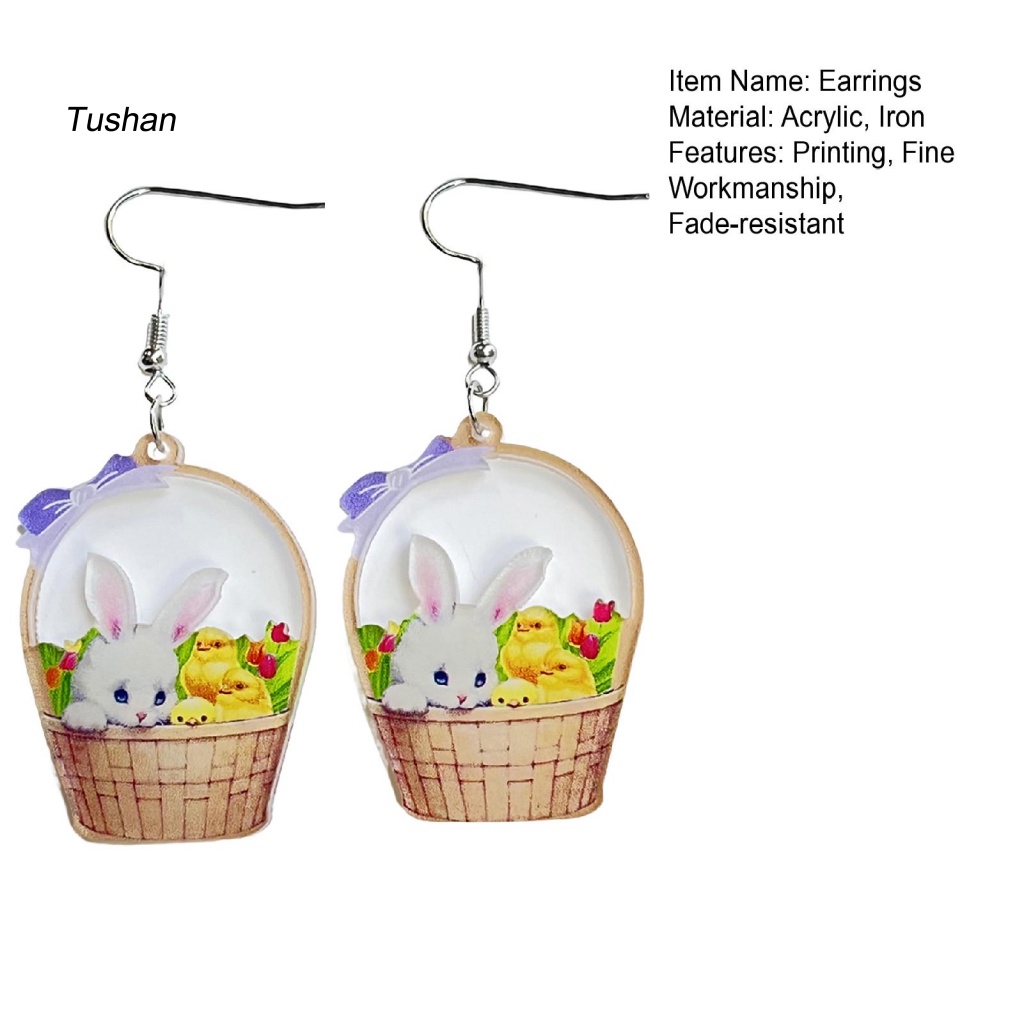 1 Đôi Bông Tai Xỏ Lỗ Bằng Acrylic In Họa Tiết Hoạt Hình Dễ Thương Dành Cho Nữ