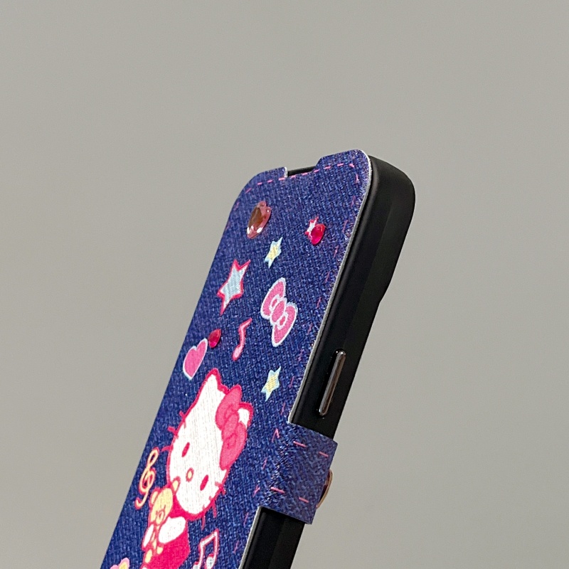 Ốp Điện Thoại Denim Mềm Chống Sốc Có Giá Đỡ Hình Mèo Cho iPhone 14 13 12 11 Pro Max 14 Plus