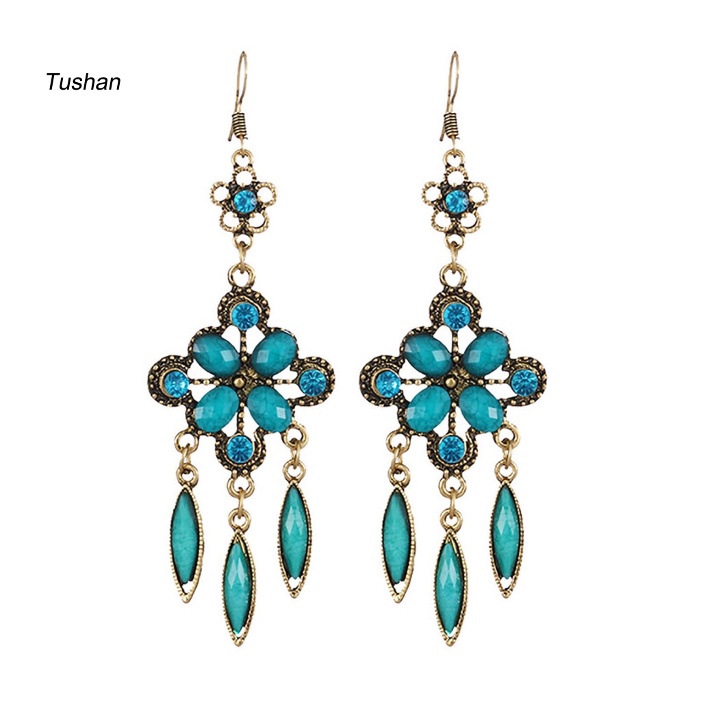 1 Đôi Bông Tai Hợp Kim Dáng Dài Chống Rỉ Sét Phong Cách Vintage Cho Nữ