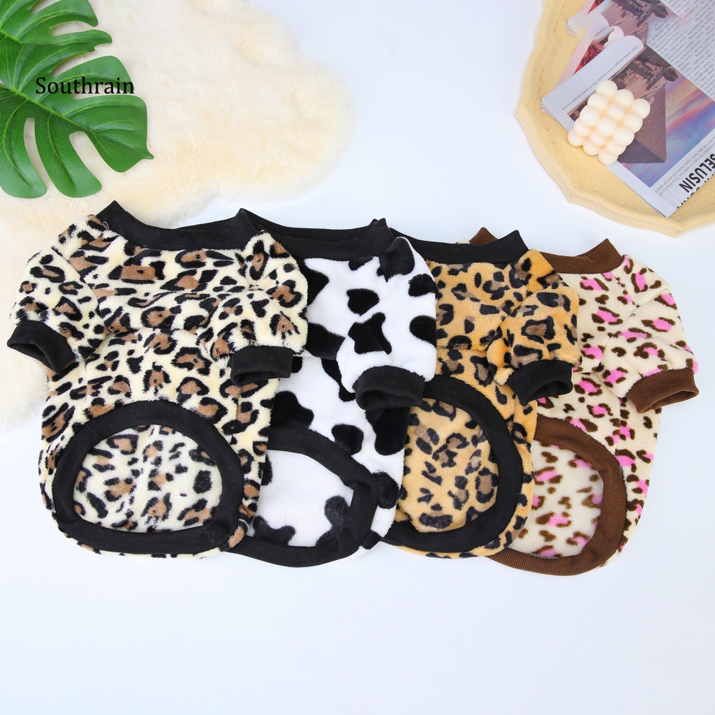 Áo Sweater Giữ Ấm Co Giãn Tốt In Họa Tiết Da Báo Cho Cún Cưng