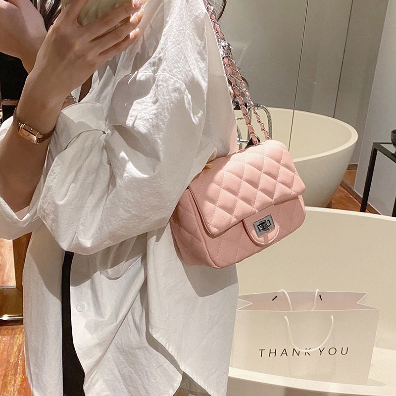 Túi Xách Đeo Chéo Vai CC Dáng Vuông Nhỏ Bằng Vải Denim Phối Dây Xích Thời Trang Âu Mỹ Hàng Mới 2023 Dành Cho Bạn Nữ