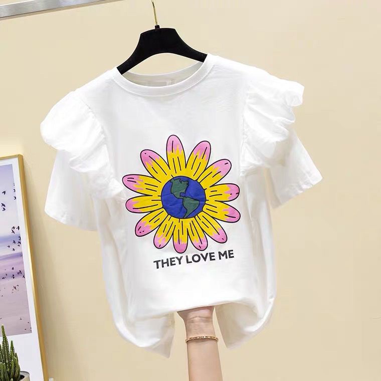 Áo Thun Cotton Mùa Hè Tay Ngắn Phong Cách Thời Trang Mới 2021 Cho Bé Gái T4