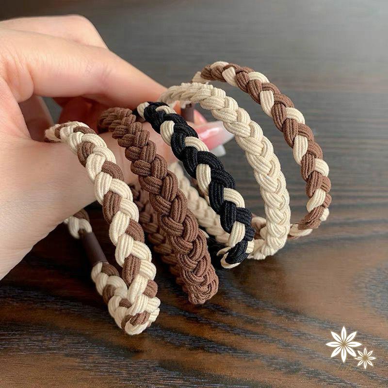 1 chiếc Dây cột tóc thun đan sợi kiêm vòng tay màu pastel xinh xắn