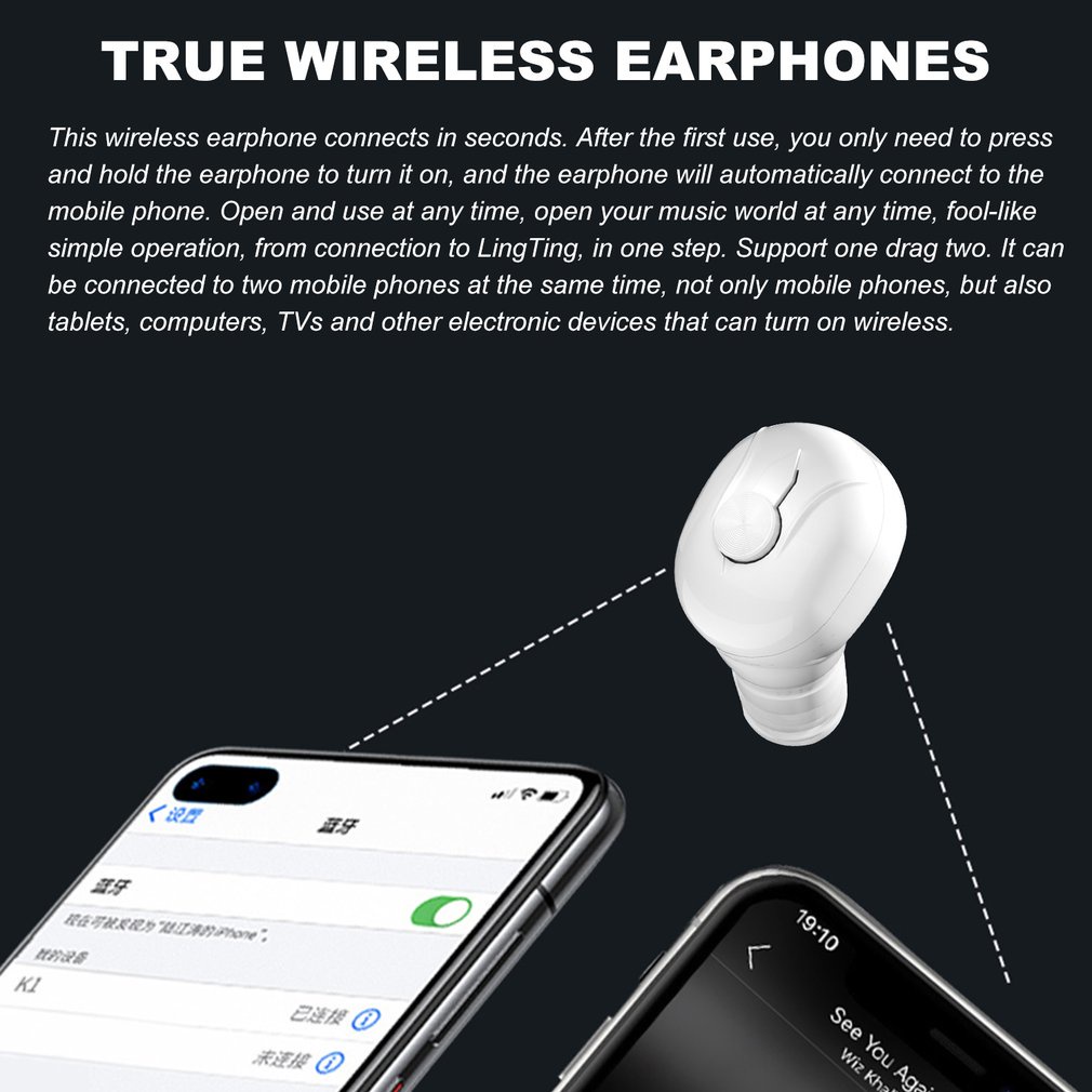 Tai Nghe Bluetooth 5.0 Nhét Tai Có Micro Thiết Kế Thể Thao Và Phụ Kiện