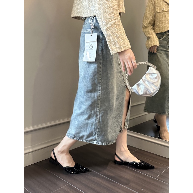 Dép Đế Thấp Mũi Nhọn Đính Kim Sa Thời Trang Mùa Hè 2023 Cho Nữ