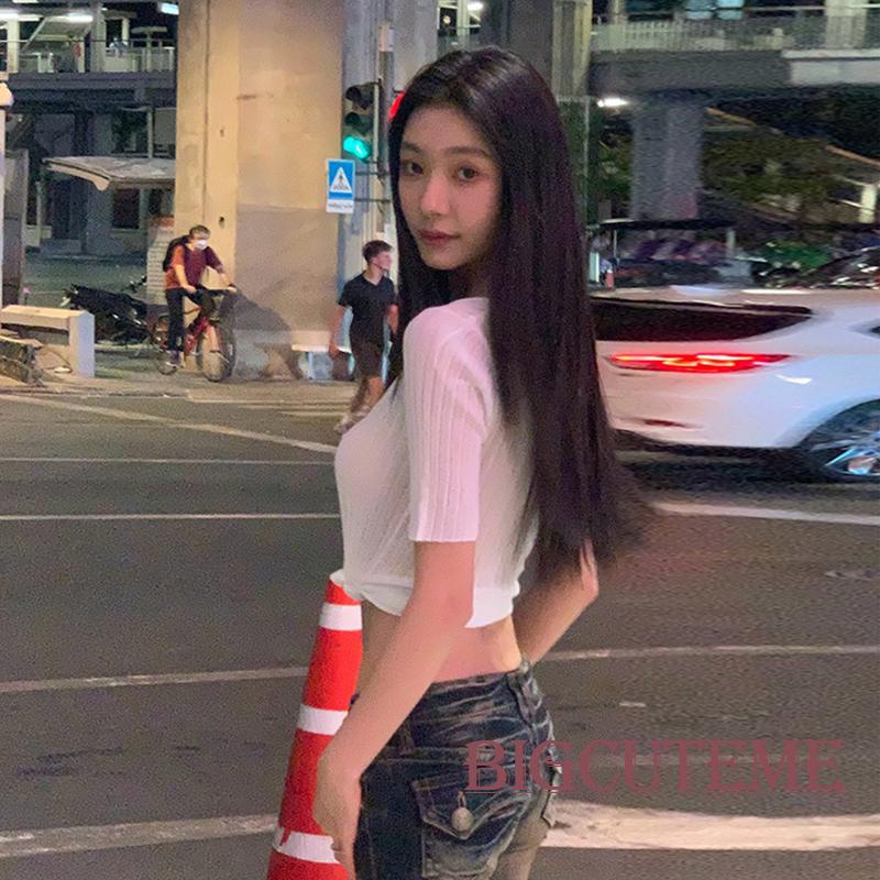 Áo Thun Ngắn Tay Cổ Chữ U Thắt Nút Thời Trang Mùa Hè Cho Nữ