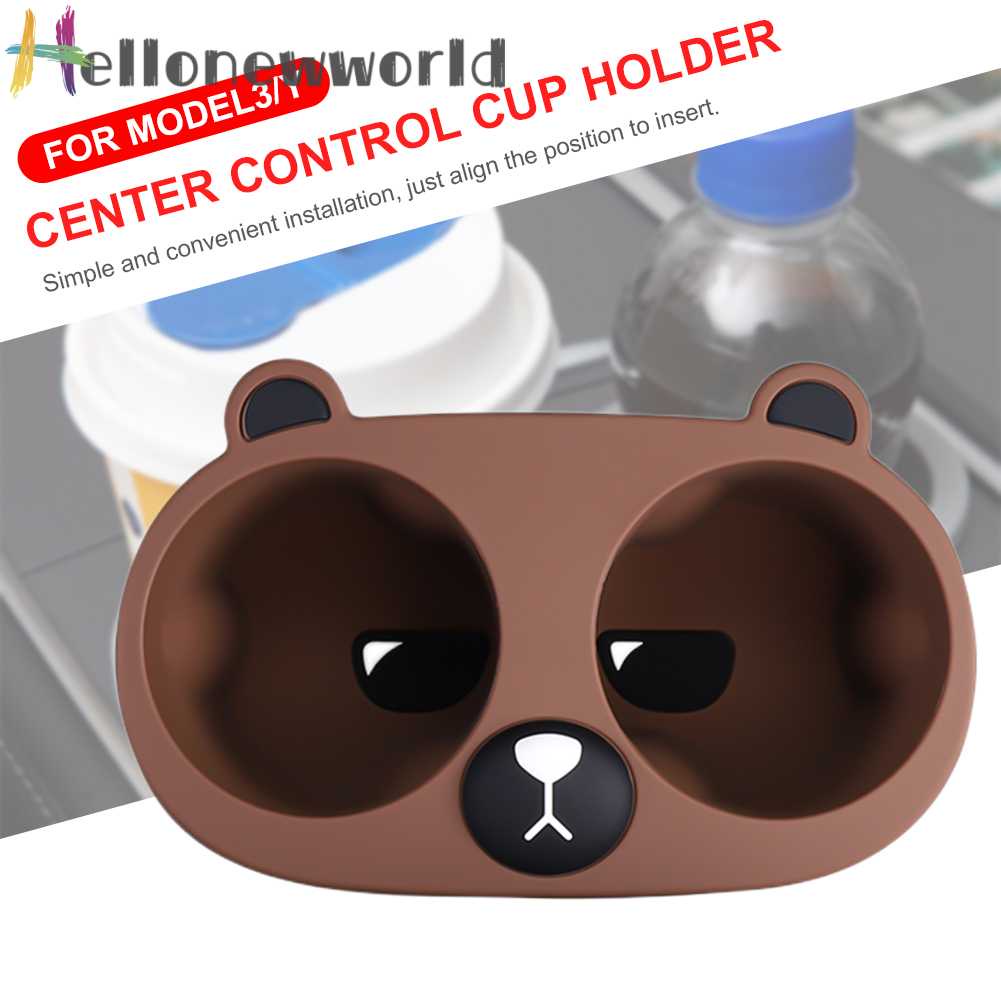 Giá Đỡ Bình Nước Silicon Hình Gấu Hoạt Hình Cho Tesla Model 3 / Y