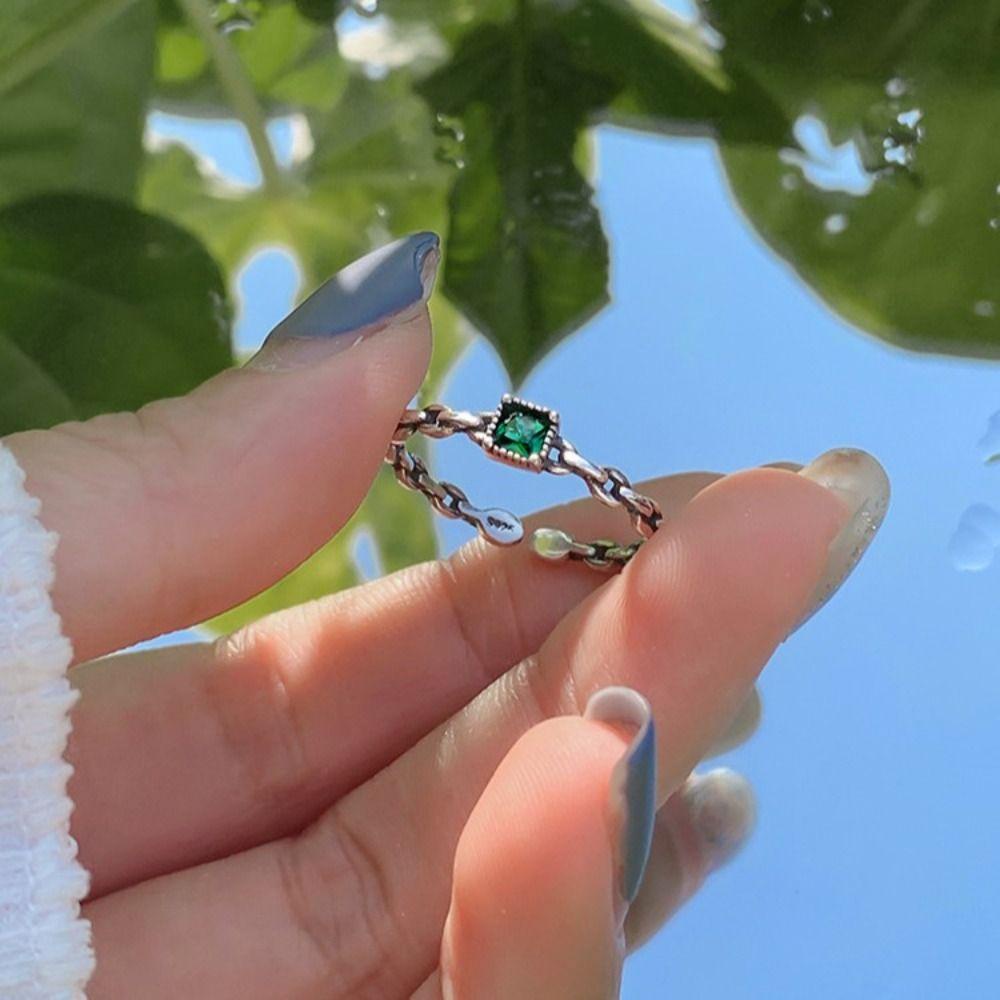 Nhẫn Hở Hình Vuông / Tròn Đơn Giản Có Thể Điều Chỉnh