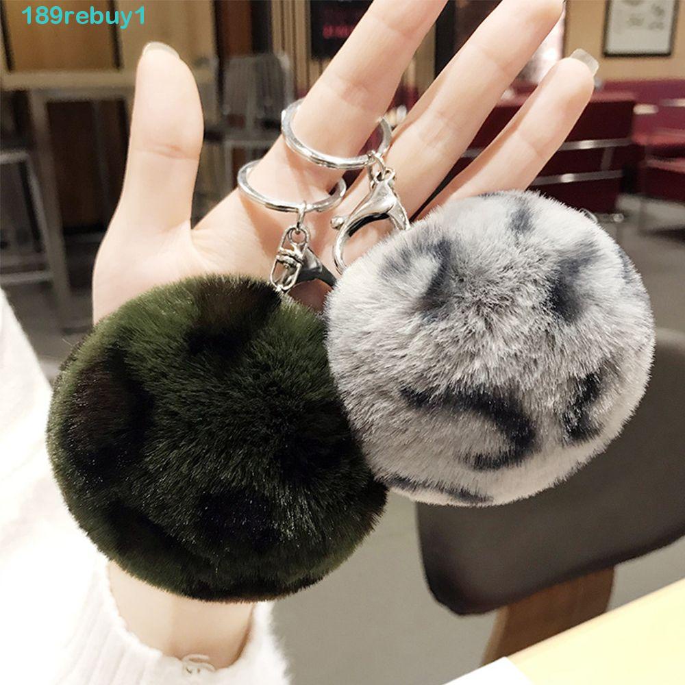 Móc Khóa Lông Thỏ Giả Họa Tiết Da Báo Dễ Thương REBUY1