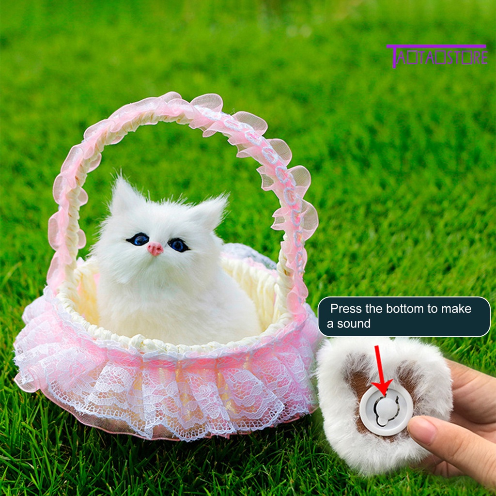 Đồ trang trí Chú Mèo 3D Bằng Lông Nhân Tạo Có Âm Thanh Sống Động Trang Trí Xe Hơi