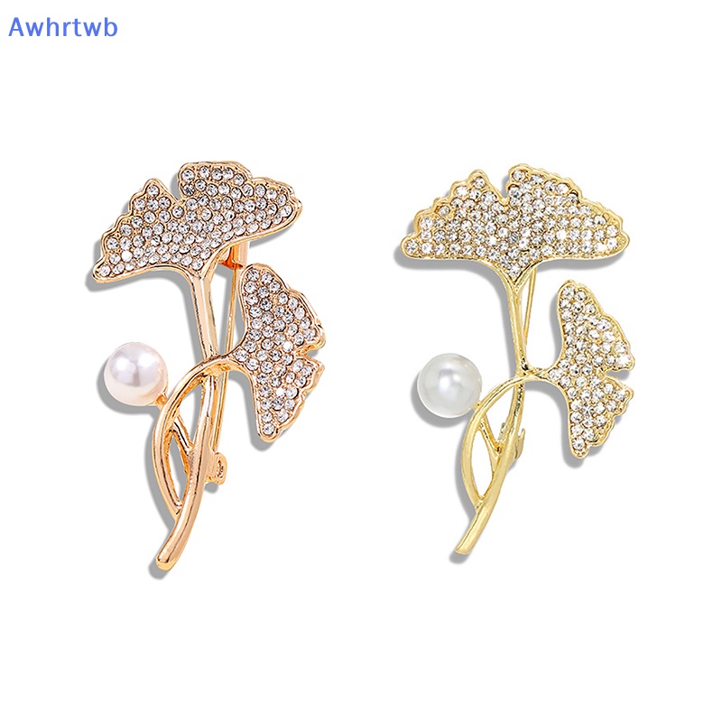 Ghim Cài Áo Hình Lá Đính Ngọc Trai Nhân Tạo Thời Trang Mới