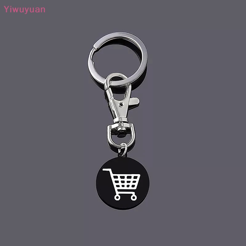 Móc Khóa Hình Logo Xe Đẩy Mua Sắm Bằng Thép Không Gỉ Màu Đen Mới