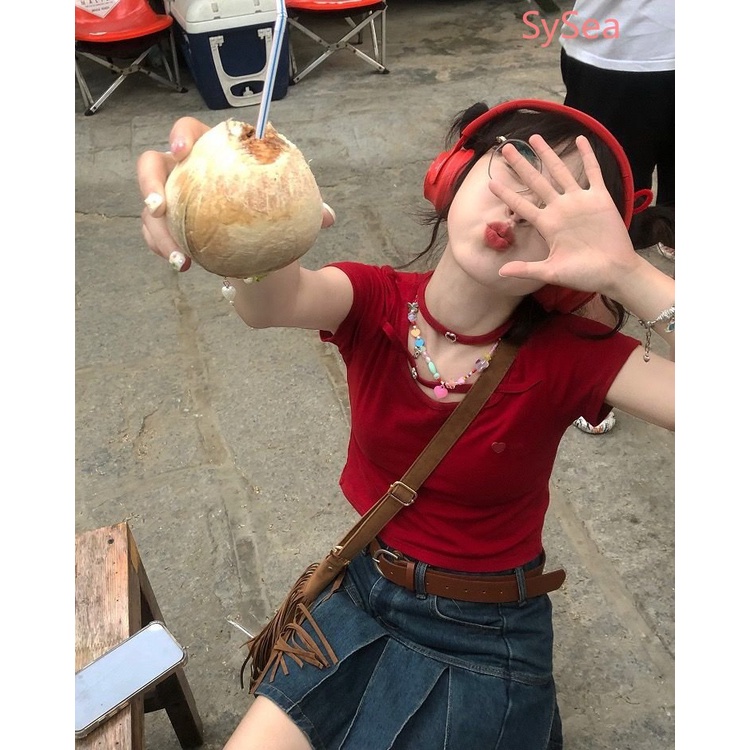 Áo Sơ Mi Dopamine Trái Tim Đa Năng Quyến Rũ Thời Trang Mùa Hè Cho Nữ