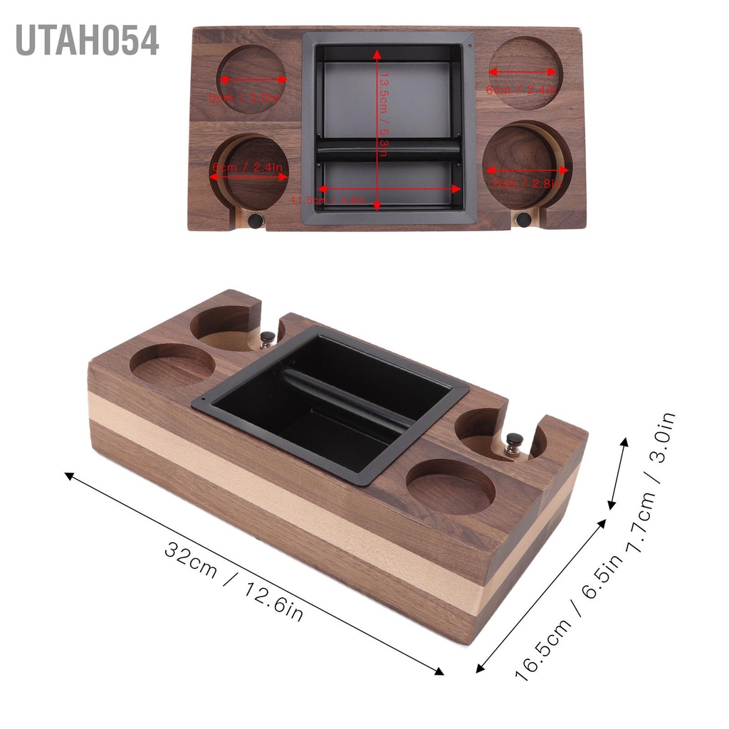 Utah054 Cà Phê Gõ Hộp Nhà Gỗ Nối Lọc Tamper Giá Đỡ Xỉ Bảo Quản