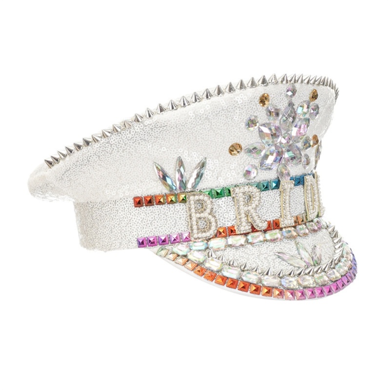 Mũ Đội Trưởng Đính Sequin Lấp Lánh Cho Cô Dâu