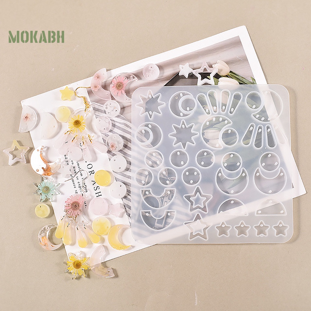 [Mới] Khuôn Làm Bông Tai Epoxy Hình Học / Ngôi Sao / Mặt Trăng Chống Dính Dễ Dàng Sử Dụng DIY