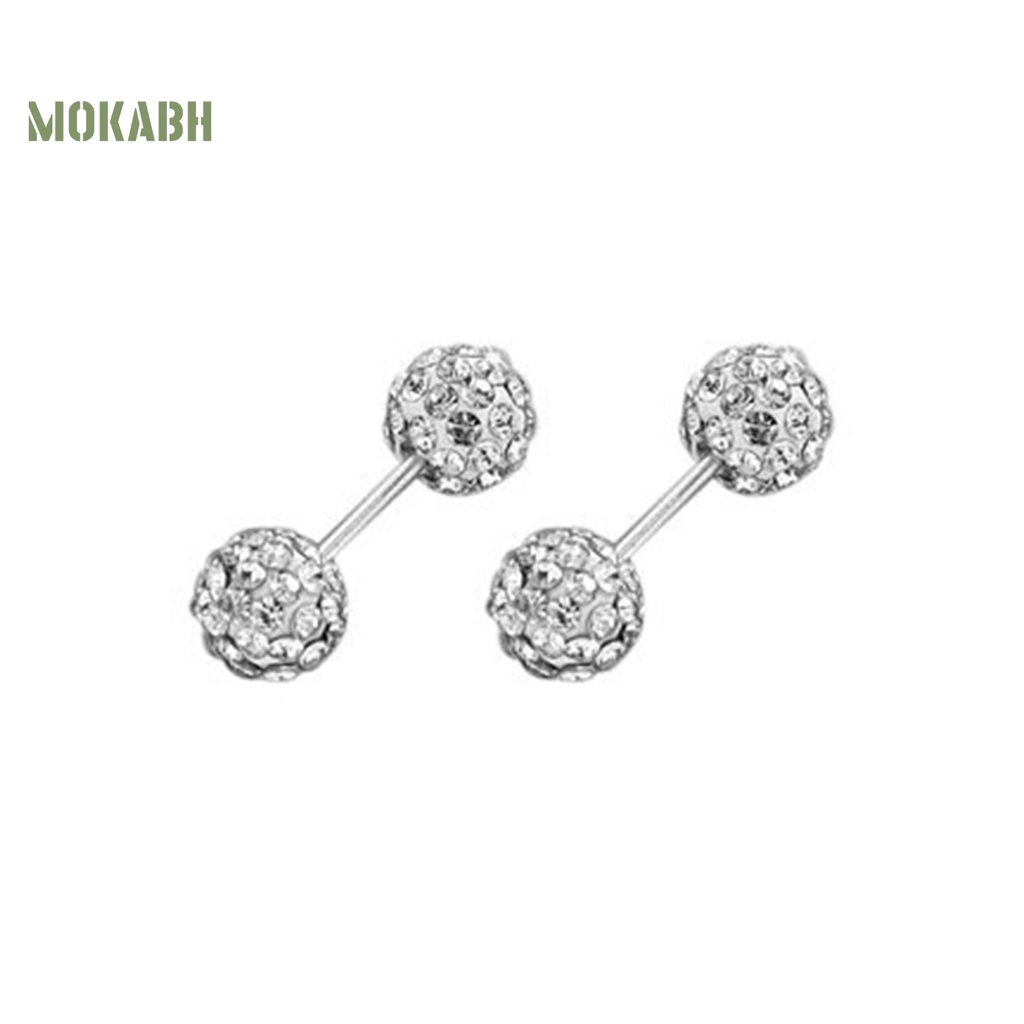 1 Đôi Bông Tai Nữ Đính Đá Thời Trang 4 / 5 / 6mm