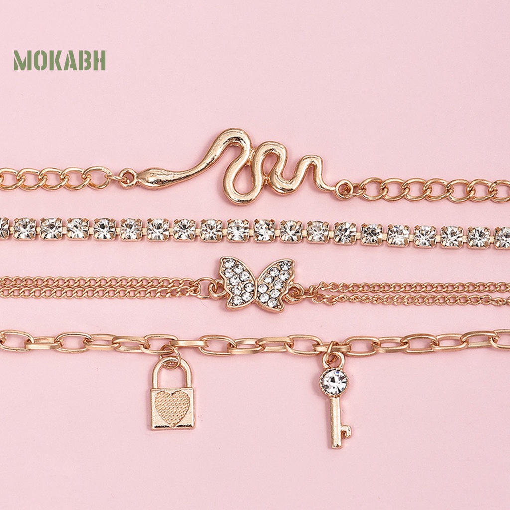 Set 4 Vòng Tay Nhiều Lớp Đính Đá Thời Trang Cho Nữ