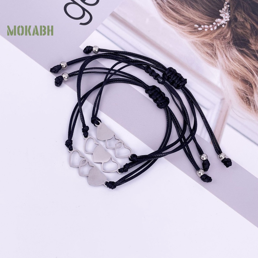 Set 3 / 4 Vòng Tay Handmade Mặt Trái Tim Điều Chỉnh Được