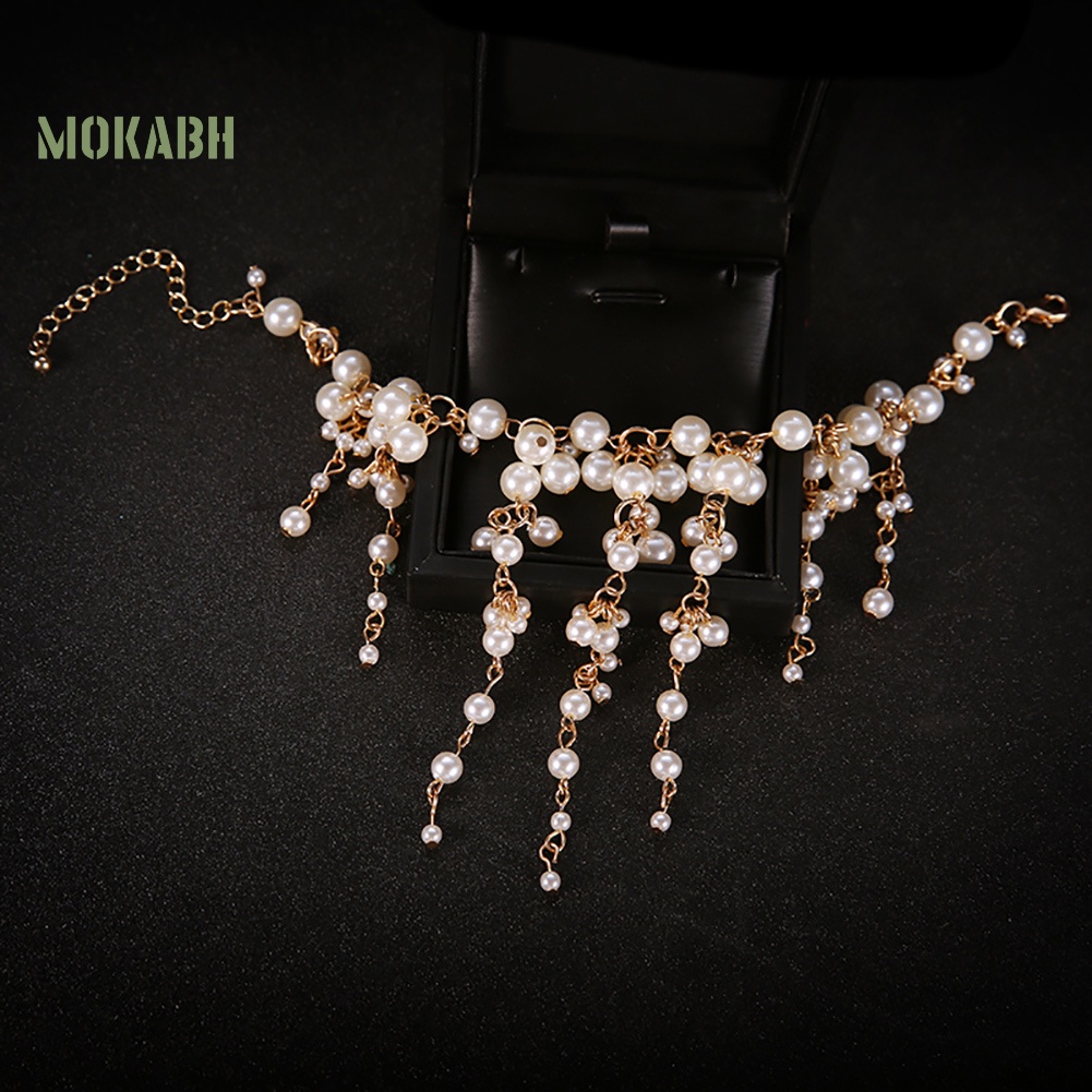 Vòng Tay Chuỗi Hạt Ngọc Trai Nhân Tạo Phối Tua Rua Thời Trang Cho Nữ