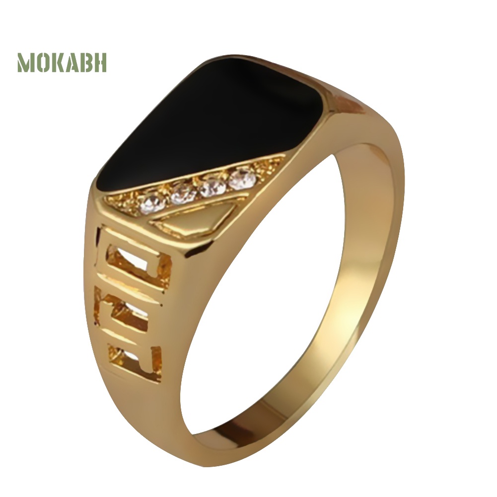 [Hot] Nhẫn Bản Rộng Mặt Hình Tam Giác Đính Đá Thời Trang Cho Nam