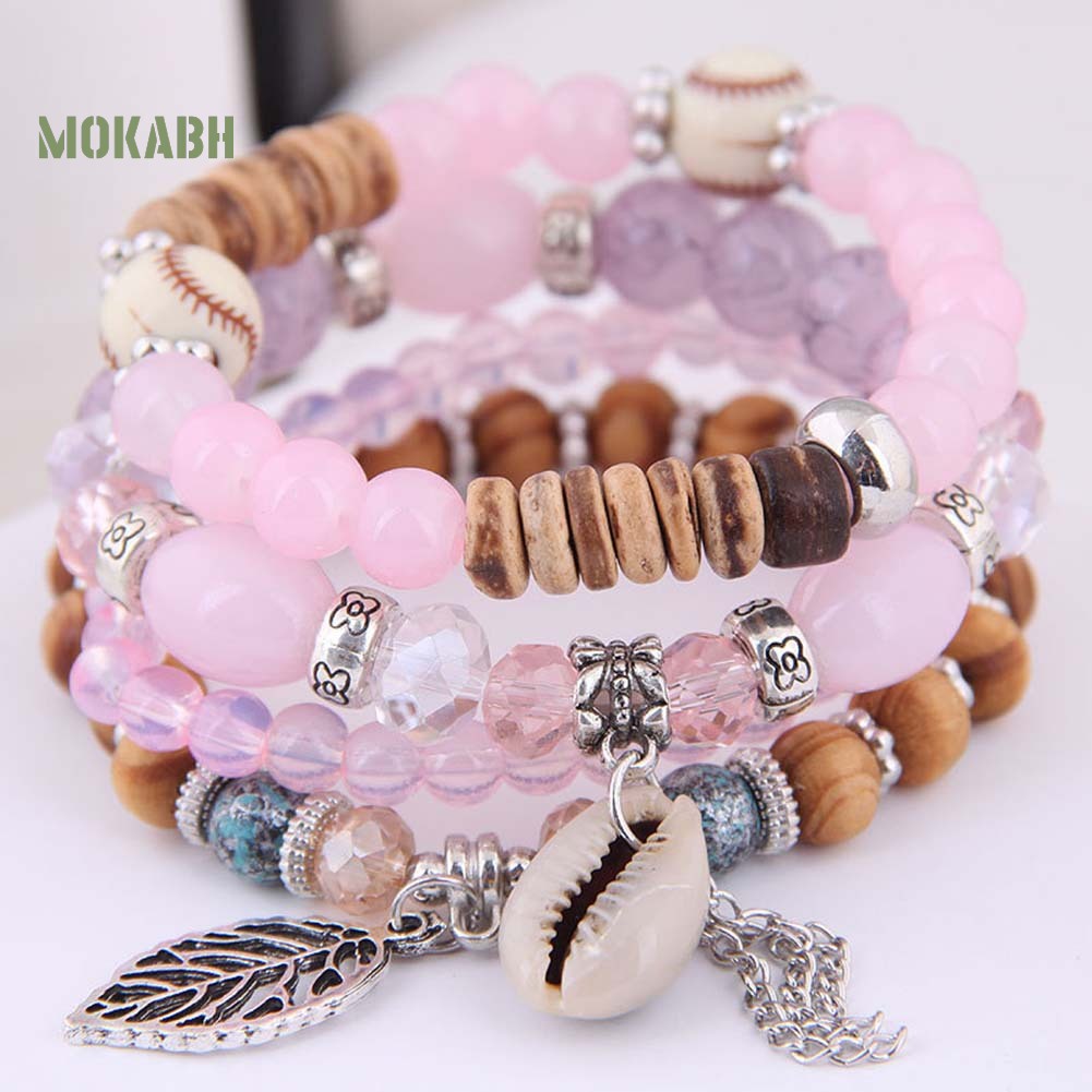 Set 4 Vòng Tay Chuỗi Hạt Phong Cách Bohemian Thời Trang Cho Nữ