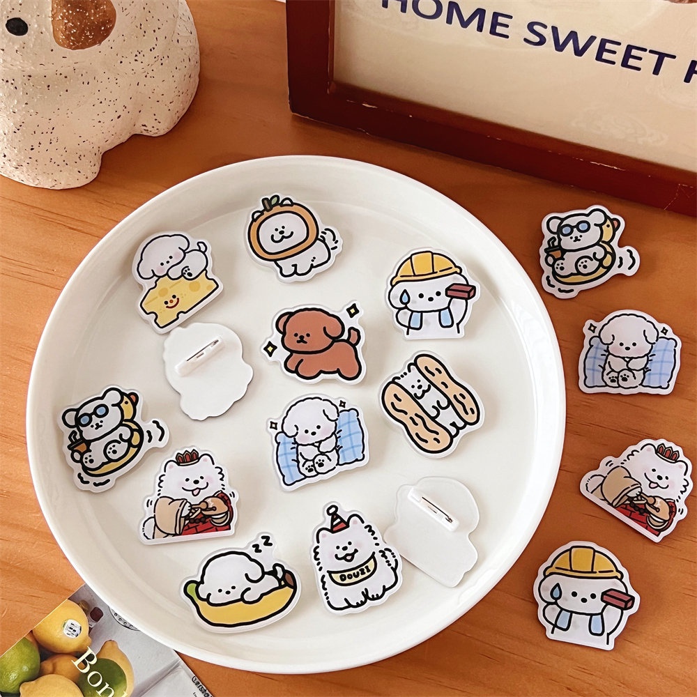 Ghim Cài Áo Bằng Acrylic Hình Cún Hoạt Hình Dễ Thương