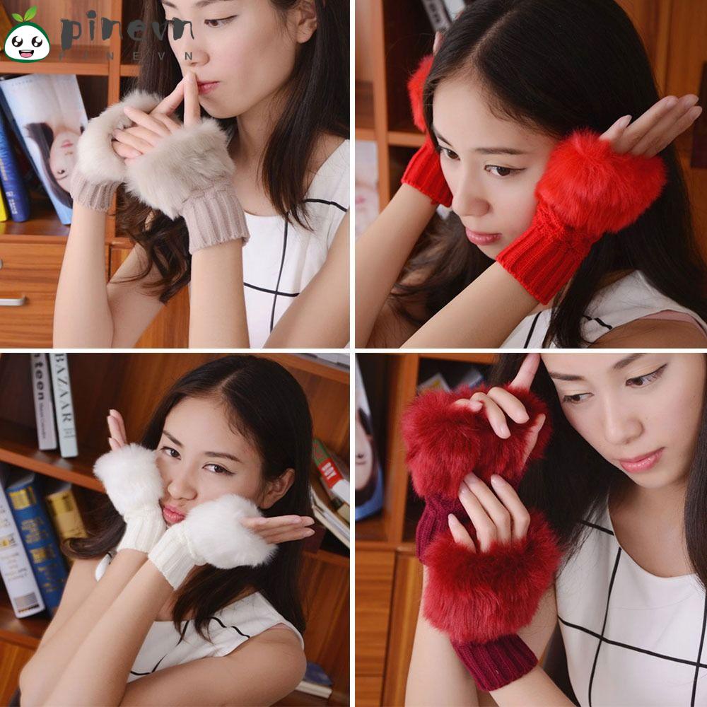 2 Đôi Găng Tay Len Hở Ngón Thời Trang Cho Nữ