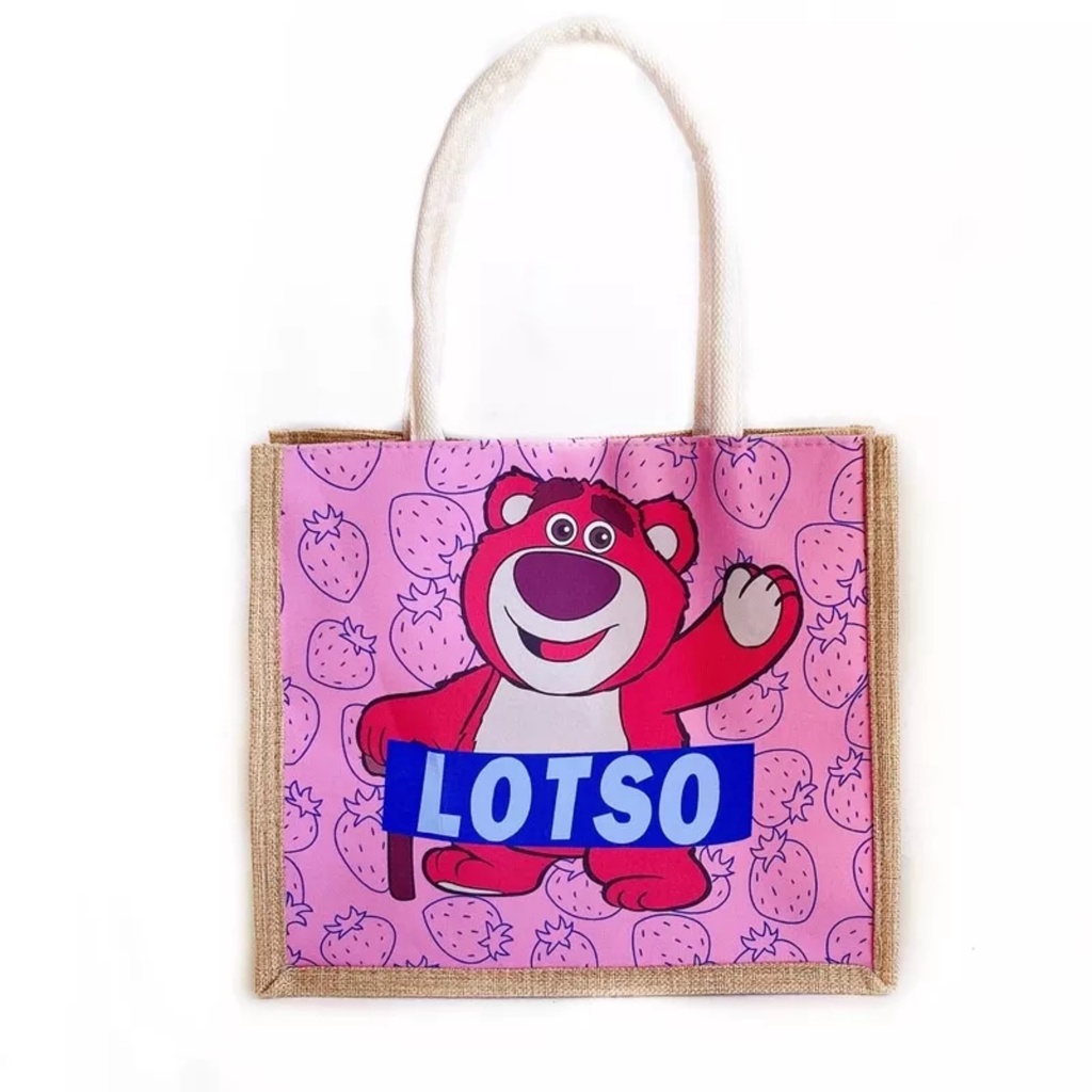 PVN59833 Túi cói gấu dâu Lotso màu hồng