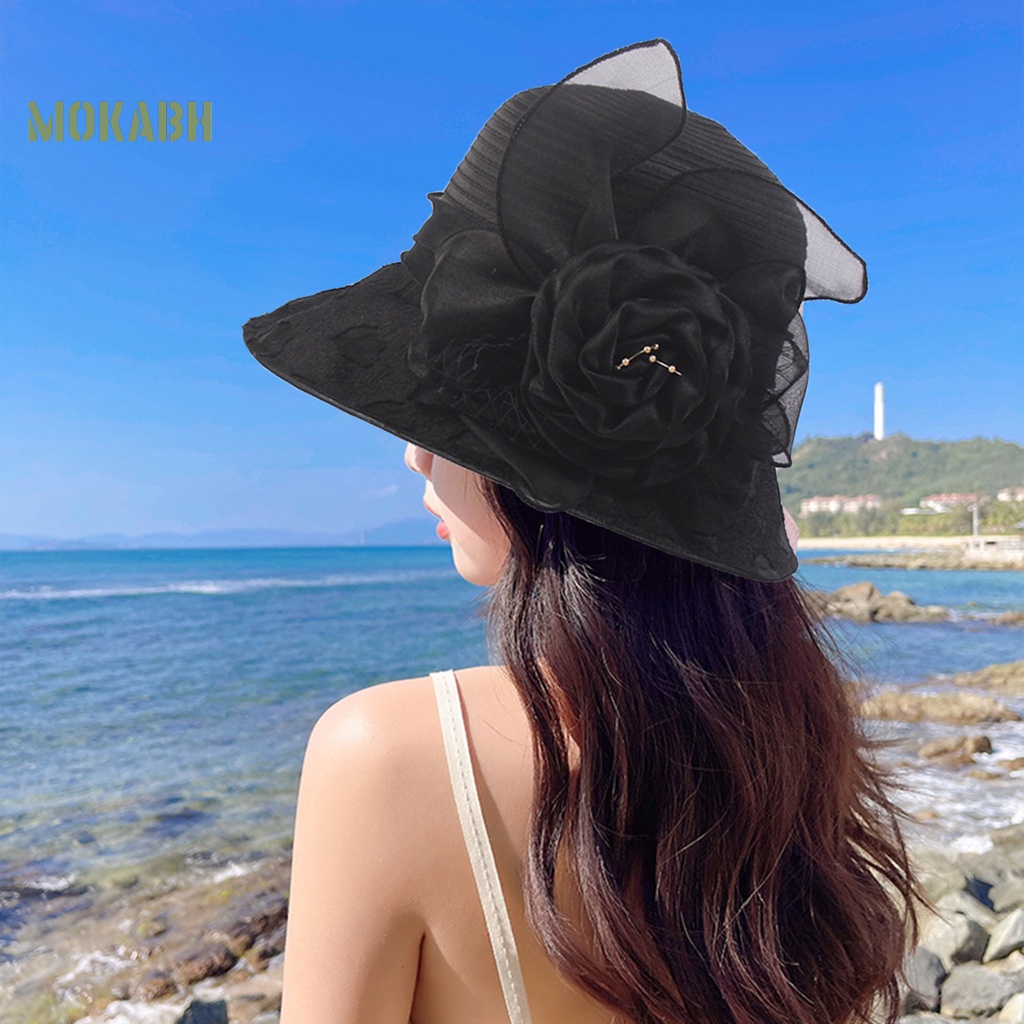 [Mok Abh] Mũ Lưới Tròn Mềm Mại Xuyên Thấu Phong Cách Công Chúa Cổ Điển Trang Trí Tiệc Đi Biển Dành Cho Nữ