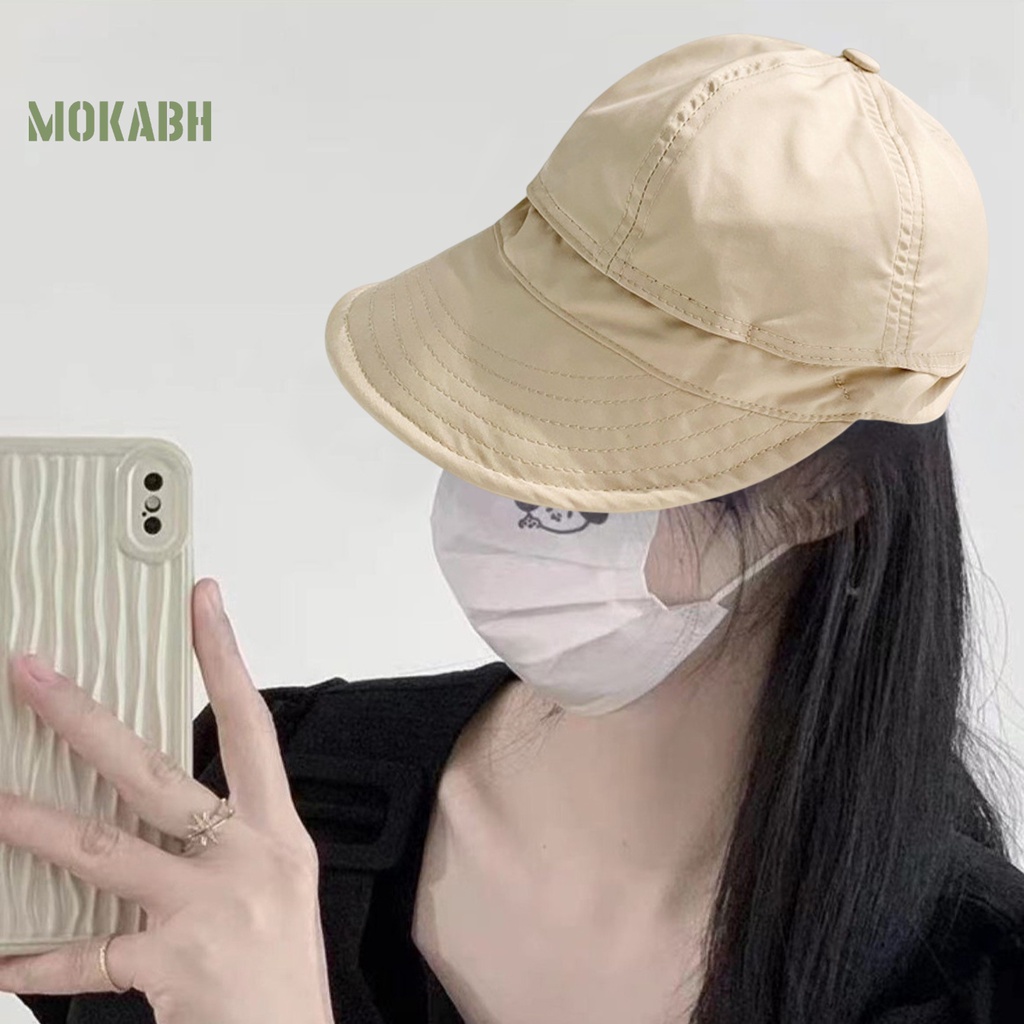 [Mok Abh] Mũ Rộng Vành Chống Nắng Mùa Hè Vải Lưới Mỏng Dây Rút Màu Trơn Có Thể Điều Chỉnh Được Thời Trang