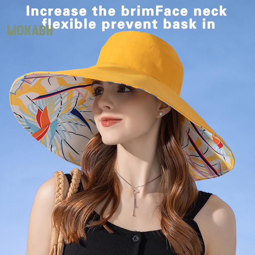 Nón Vành Tròn Hai Mặt Chống Tia UV Màu Trơn Thời Trang Mùa Hè Cho Nữ