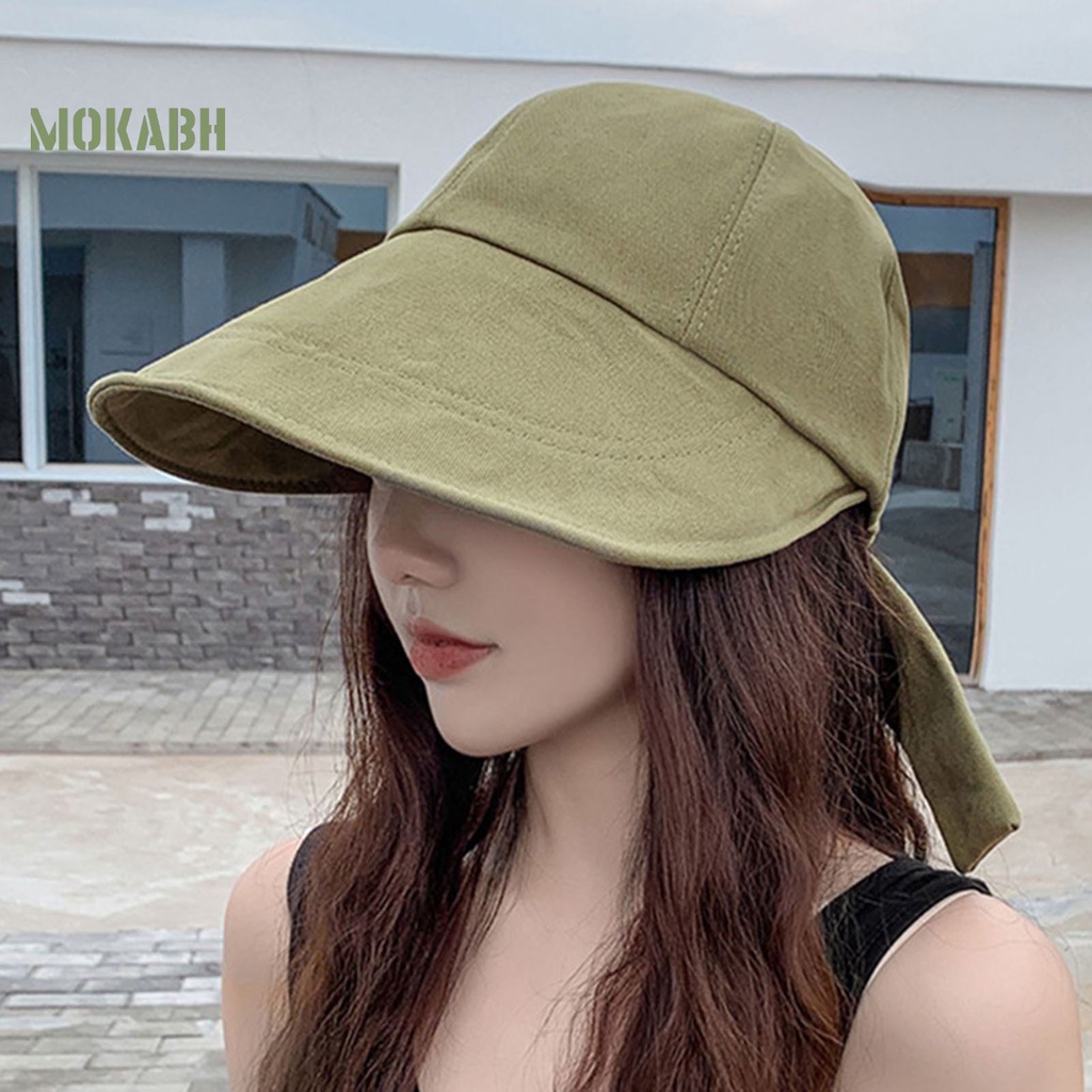 Nón Rộng Vành Màu Trơn Thắt Nơ Thời Trang Đi Biển Mùa Hè Cho Nữ