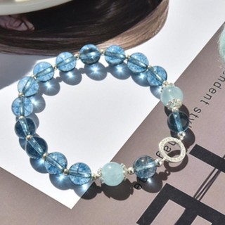 Vòng tay chuỗi hạt pha lê xanh dương mặt trời thiết kế đơn giản mùa hè cho nữ miễn phí vận chuyển
