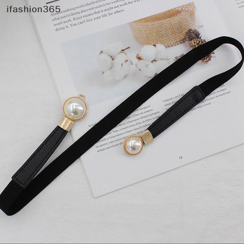 Thắt Lưng Da PU Khóa Ngọc Trai Co Giãn Thời Trang ifashion365