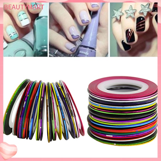 Bộ 30 Cuộn Băng Keo Dán Trang Trí Móng Tay Nhiều Màu Sắc DIY